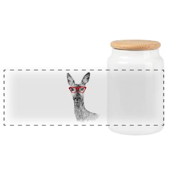 Roe - Panoramic Cookie Jar with Wooden Lid - white - Front