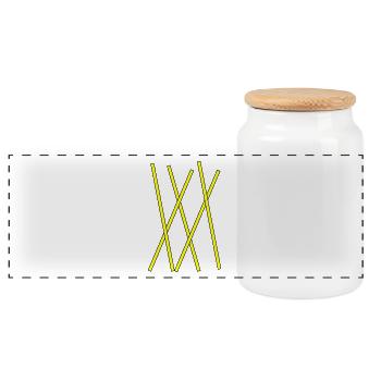 stripe - Panoramic Cookie Jar with Wooden Lid - white - Front