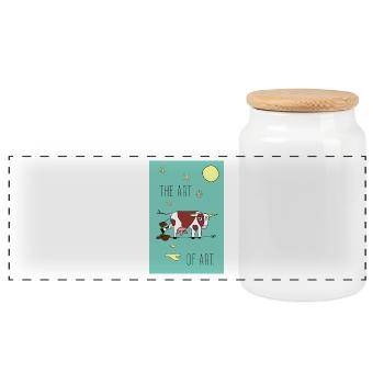 the ART OF ART - Panoramic Cookie Jar with Wooden Lid - white - Front