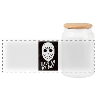Hockey Mask Have An Ice Day Poster - Panoramic Cookie Jar with Wooden Lid - white - Front