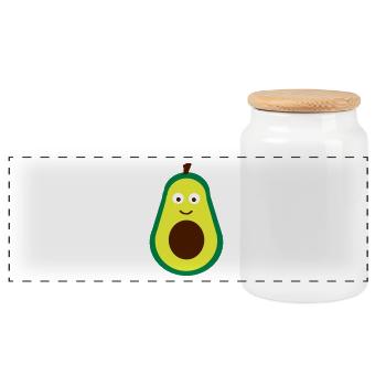 Avocado Baby Gift Birth Birthday - Panoramic Cookie Jar with Wooden Lid - white - Front