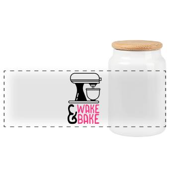 Wake and Bake - Panoramic Cookie Jar with Wooden Lid - white - Front