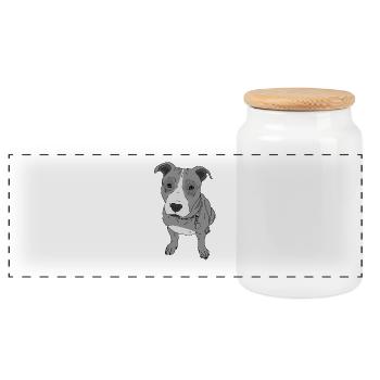 Dog look dog sweet Stafford gift idea - Panoramic Cookie Jar with Wooden Lid - white - Front