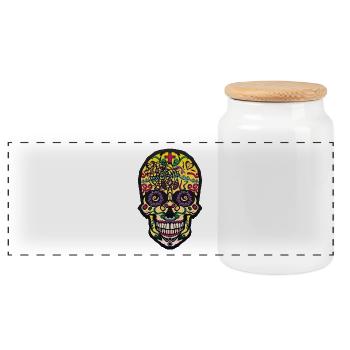 tete de mort mexicaine skull crane fantaisie mexic - Boîte à biscuits avec couvercle en bois - blanc - Devant