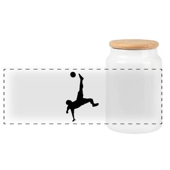 Kick it! Fußball Fallrückzieher - Panorama Keksdose mit Holzdeckel - Weiß - Vorne