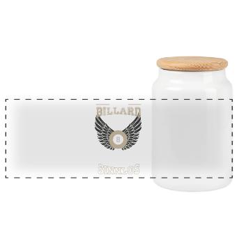 Billard Leben sinnlos - Geschenk - Panorama Keksdose mit Holzdeckel - Weiß - Vorne