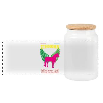 Einhorn Leben sinnlos - Geschenk - Panorama Keksdose mit Holzdeckel - Weiß - Vorne