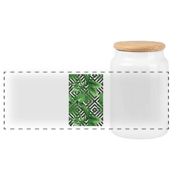 Géométrie tropicale - Boîte à biscuits avec couvercle en bois - blanc - Devant