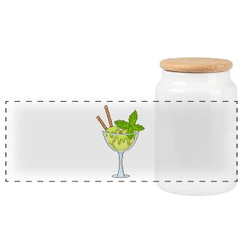 Ice cream ice cream ice cream ice cream ball ice cream sundae - Panoramic Cookie Jar with Wooden Lid - white - Front
