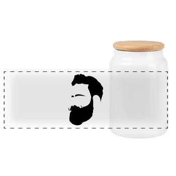 Homme avec une barbe - Boîte à biscuits avec couvercle en bois - blanc - Devant