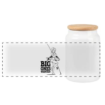 Big ones wanted! - Panorama Keksdose mit Holzdeckel - Weiß - Vorne