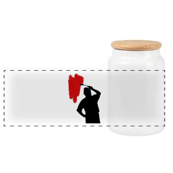 peinture homme - Boîte à biscuits avec couvercle en bois - blanc - Devant