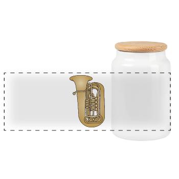 Tuba brass - Panoramic Cookie Jar with Wooden Lid - white - Front