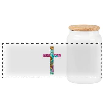 Kreuz Jesus Gott Religion Kirche Papst Vatikan - Panorama Keksdose mit Holzdeckel - Weiß - Vorne