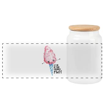 zuckerwatte süß Freundschaft Liebe Mädchen Kinder - Panorama Keksdose mit Holzdeckel - Weiß - Vorne