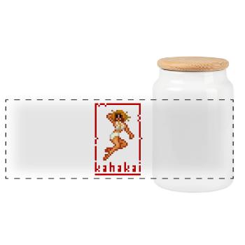 pixel pinup beach - Panorama Keksdose mit Holzdeckel - Weiß - Vorne