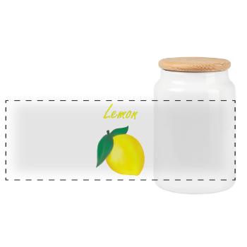 Lemon - lemon - Panoramic Cookie Jar with Wooden Lid - white - Front