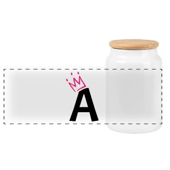 Buchstabe A mit Krone - Panorama Keksdose mit Holzdeckel - Weiß - Vorne