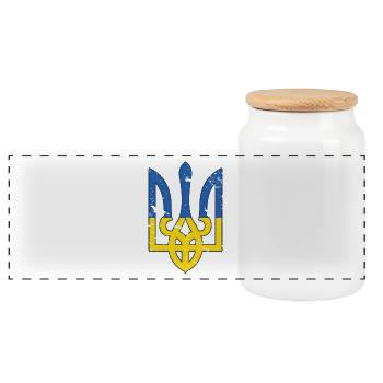 Ukraine Flag Symbol - Flag Of Ukraine - Distressed - Panoramic Cookie Jar with Wooden Lid - white - Front