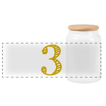 3 YEARS. 3rd ANNIVERSARY. BIRTHDAY 3 YEARS. 3 - Panoramic Cookie Jar with Wooden Lid - white - Front