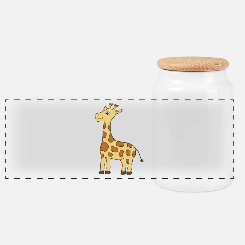 Giraffe - Panorama Keksdose mit Holzdeckel - Weiß