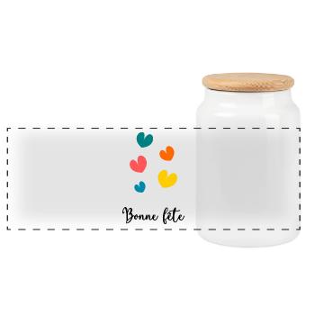 MAMIE. FÊTE DES MÈRES. BONNE FÊTE MAMIE. JE T'AIME - Boîte à biscuits avec couvercle en bois - blanc - Devant