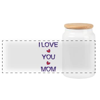 MOM. MOM. MOTHER's DAY. HAPPY MOTHER'S BIRTHDAY - Panoramic Cookie Jar with Wooden Lid - white - Front