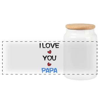 FATHER's DAY. HAPPY BIRTHDAY DAD. DAD. HAPPY BIRTHDAY - Panoramic Cookie Jar with Wooden Lid - white - Front