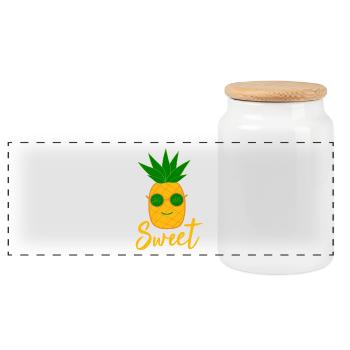 Pineapple Summer Festival - Panoramic Cookie Jar with Wooden Lid - white - Front