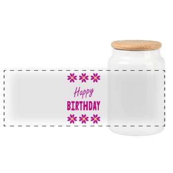 HAPPY BIRTHDAY. JOYEUX ANNIVERSAIRE. ANNIVERSAIRE. - Boîte à biscuits avec couvercle en bois - blanc - Devant