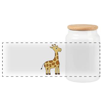 Giraffe funny - Panoramic Cookie Jar with Wooden Lid - white - Front