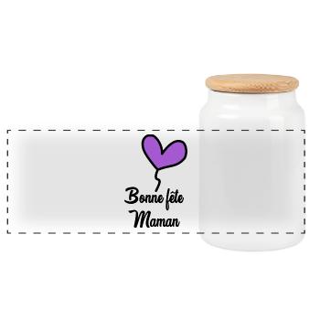 HAPPY MOTHER'S DAY. MOM. MOTHER'S DAY - Panoramic Cookie Jar with Wooden Lid - white - Front