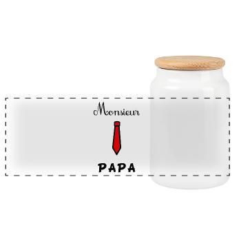 HAPPY FATHER'S DAY. DAD. FATHER's DAY - Panoramic Cookie Jar with Wooden Lid - white - Front