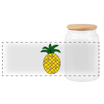 T-shirt d’été ananas - Boîte à biscuits avec couvercle en bois - blanc - Devant