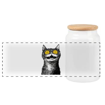 Schwarz-weiße Nashornkatze - Panorama Keksdose mit Holzdeckel - Weiß - Vorne