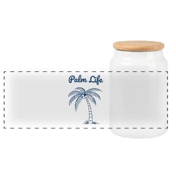 Palm Life Tropical Beach Summer Minimal Design - Panorama Keksdose mit Holzdeckel - Weiß - Vorne
