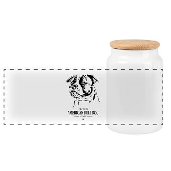 Bouledogue américain Papa chiens Chien Bouledogue Wilsigns - Boîte à biscuits avec couvercle en bois - blanc - Devant