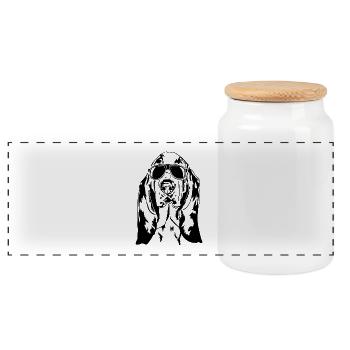 Basset Hound Lunettes de soleil Cool Dog Dog Wilsigns - Boîte à biscuits avec couvercle en bois - blanc - Devant