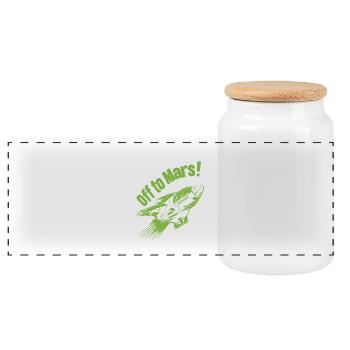Off to Mars - Panoramic Cookie Jar with Wooden Lid - white - Front