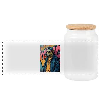 Graffiti Dog Streetwear - Panorama Keksdose mit Holzdeckel - Weiß - Vorne