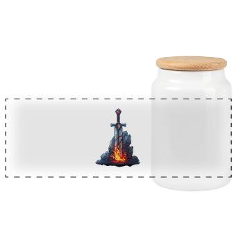 Épée de feu puissante dans un RPG Stone Fantasy - Boîte à biscuits avec couvercle en bois - blanc - Devant