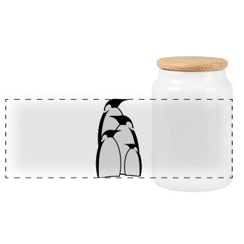 Pinguin Familie - Panorama Keksdose mit Holzdeckel - Weiß - Vorne