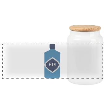 Gin Flasche Diamant Label - Panorama Keksdose mit Holzdeckel - Weiß - Vorne