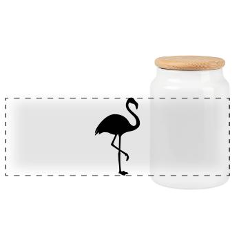 Flamingo silhouette trend - Panoramic Cookie Jar with Wooden Lid - white - Front
