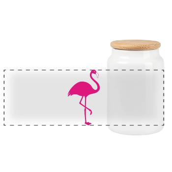 Flamingo pink Sommer Sonne Strand - Panorama Keksdose mit Holzdeckel - Weiß - Vorne