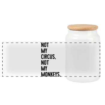Not my circus, not my monkeys - Panoramic Cookie Jar with Wooden Lid - white - Front