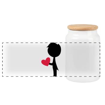 groom - Panoramic Cookie Jar with Wooden Lid - white - Front