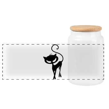 Un chat noir - Boîte à biscuits avec couvercle en bois - blanc - Devant
