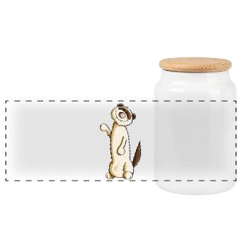 Kleines Harlekin Frettchen - Ferret - Marder - Panorama Keksdose mit Holzdeckel - Weiß - Vorne
