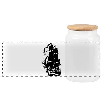 schiff_5 - Panoramic Cookie Jar with Wooden Lid - white - Front